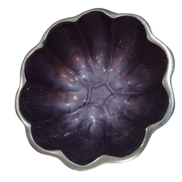 Pair Small‎ Ceramic Trinket Dishes Bowls by Suma Ceramic Inlay & Silvered Outers - Picture 3 of 12